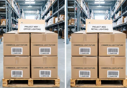 Warehouse lighting shipment