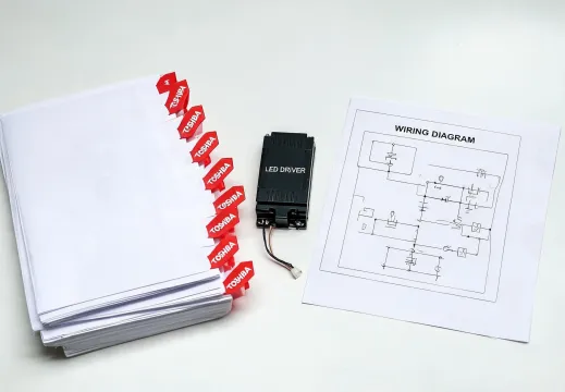 Lighting submittal documents beside LED driver